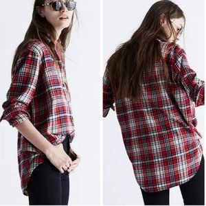 Madewell Oversized Black and Red Flannel Button Down